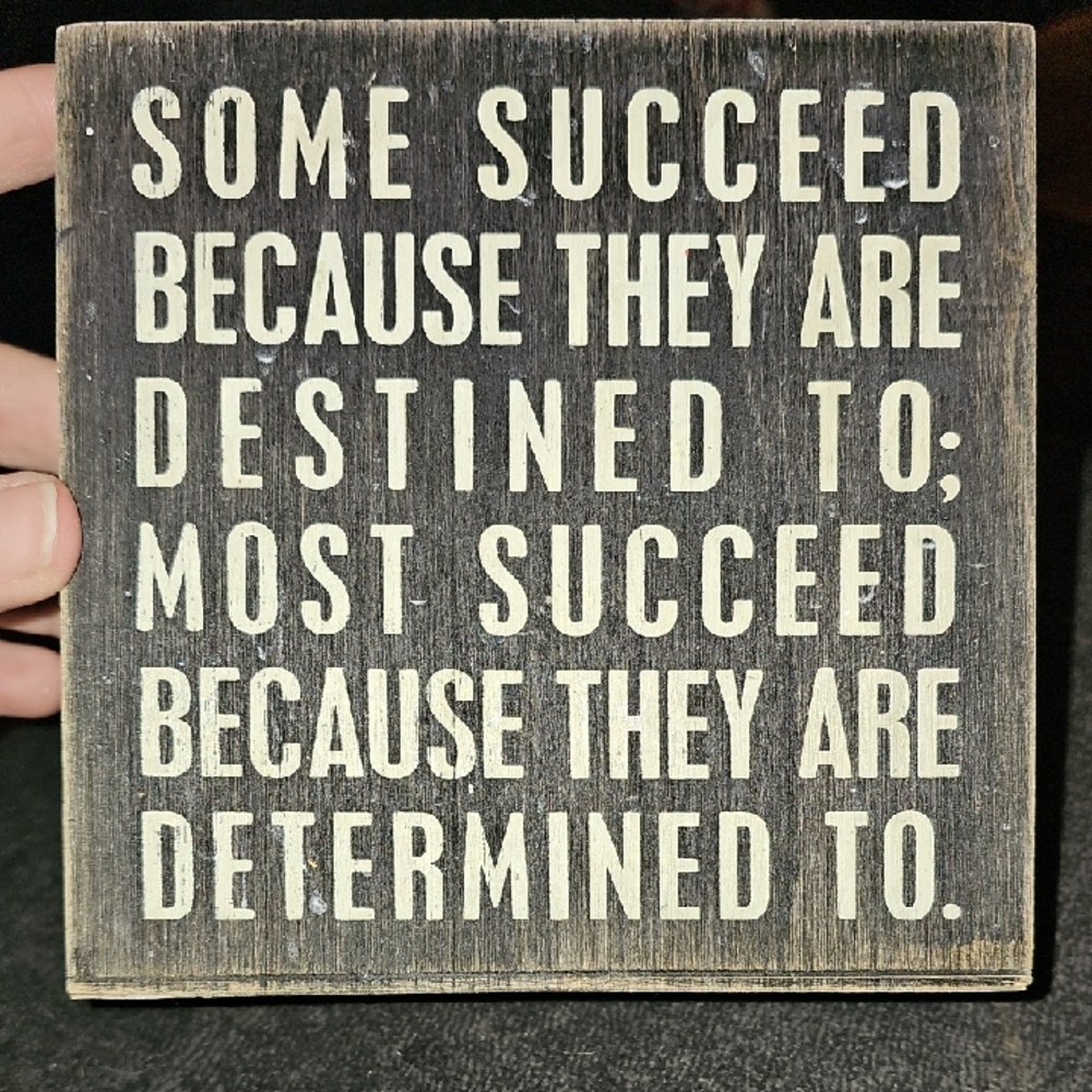 Motivational Wood Decor Pen Holder!! Great Condition. 5"x5"